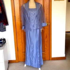 NWT Alex Evening Gown w/Jacket Sz 16 Sky Blue